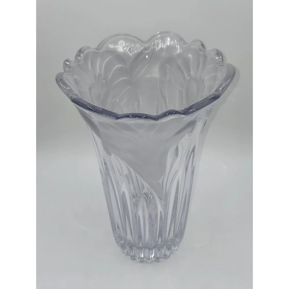 Mikasa Studio Nova Fluted Crystal Vase w/ Frosted Flowers